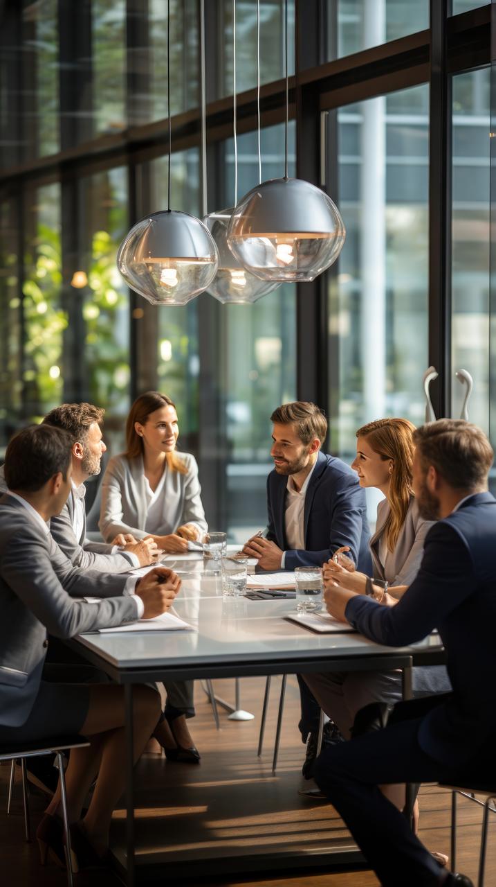 Wohnungseigentümer sitzen in einem Besprechungsraum zusammen